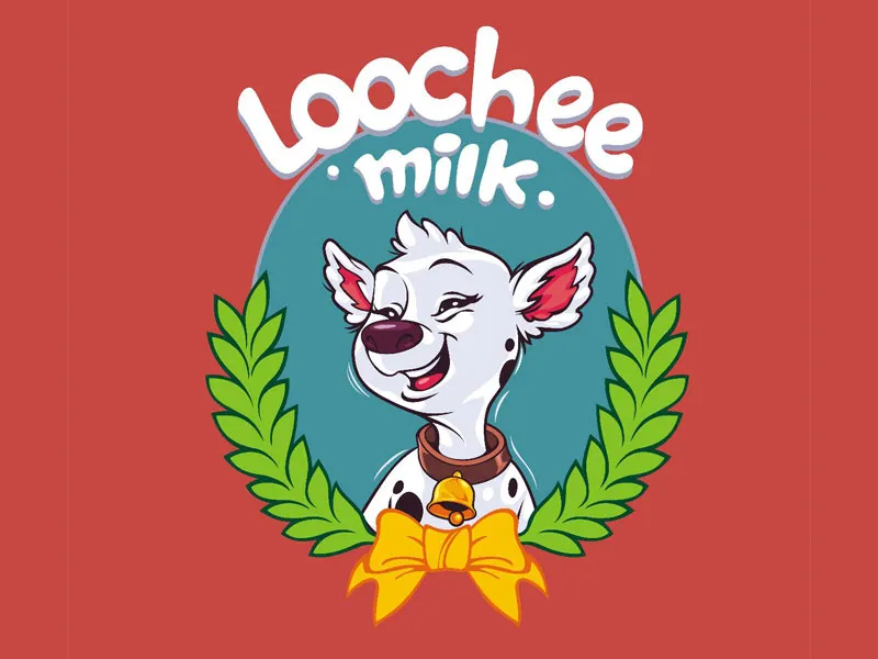 Loochee Milk Mascot Logo